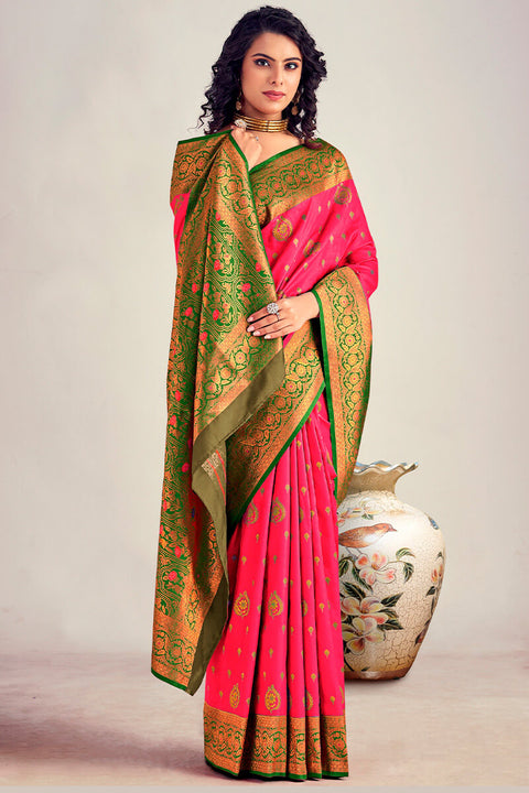 VastraLakshmi Adorable Pink Soft Banarasi Silk Saree With Captivating Blouse Piece