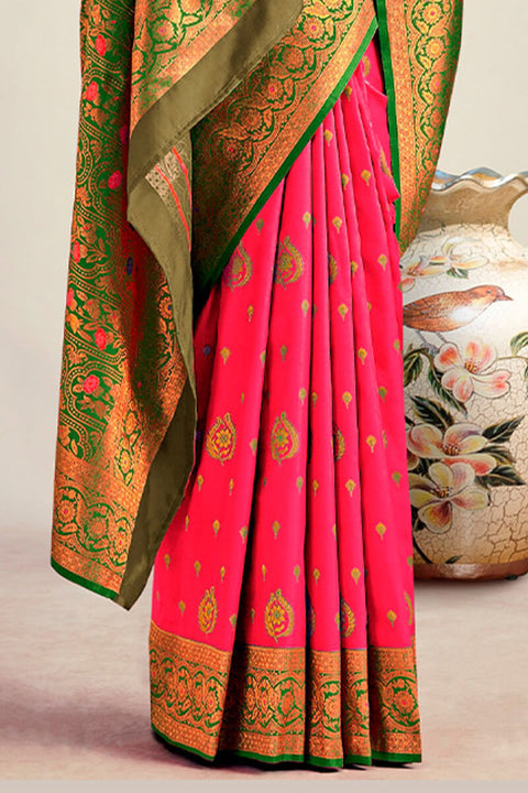 VastraLakshmi Adorable Pink Soft Banarasi Silk Saree With Captivating Blouse Piece