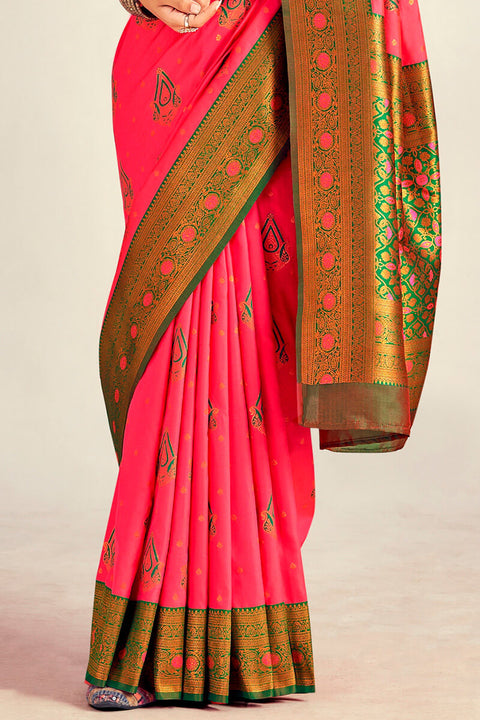 VastraLakshmi Adoring Pink Soft Banarasi Silk Saree With Beleaguer Blouse Piece