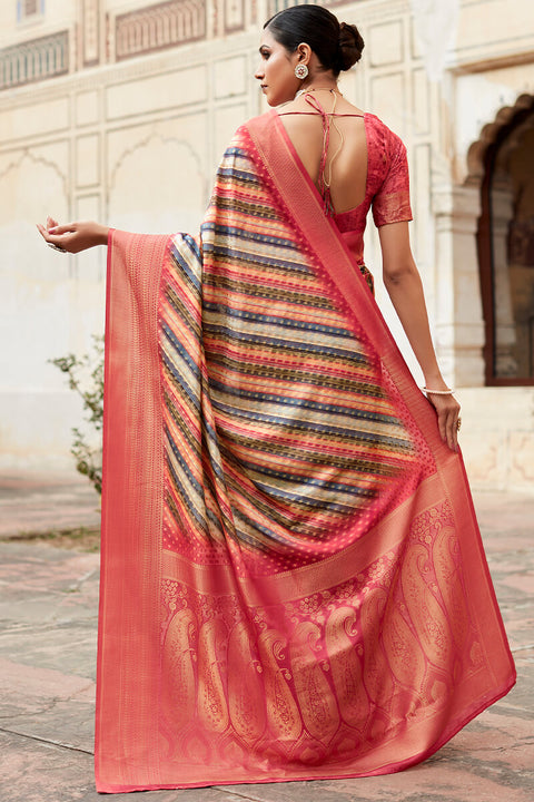 VastraLakshmi Fragrant Pink Digital Printed Crape Silk Saree With Posh Blouse Piece