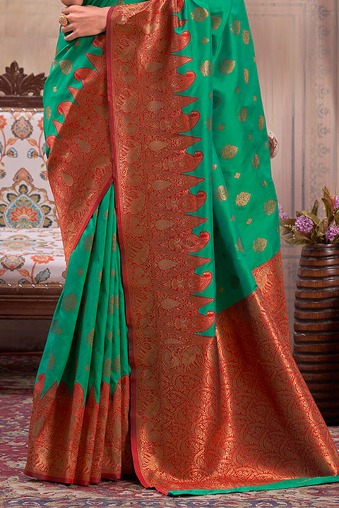 VastraLakshmi Imaginative Green Soft Banarasi Silk Saree With Tremendous Blouse Piece