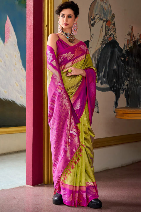 VastraLakshmi Ideal Mustard Soft Banarasi Silk Saree With Demesne Blouse Piece