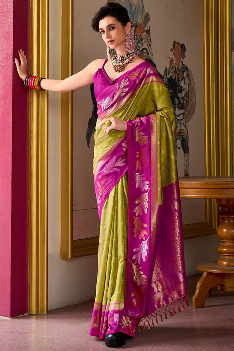 VastraLakshmi Ideal Mustard Soft Banarasi Silk Saree With Demesne Blouse Piece