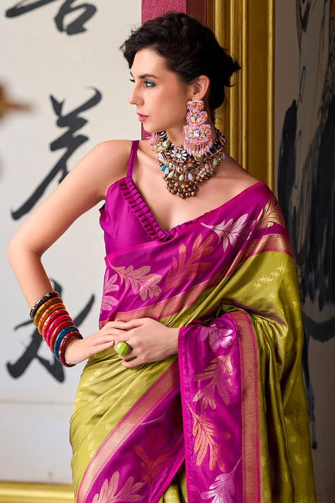 VastraLakshmi Ideal Mustard Soft Banarasi Silk Saree With Demesne Blouse Piece