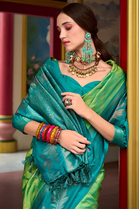 VastraLakshmi Allure Parrot Soft Banarasi Silk Saree With Glamorous Blouse Piece