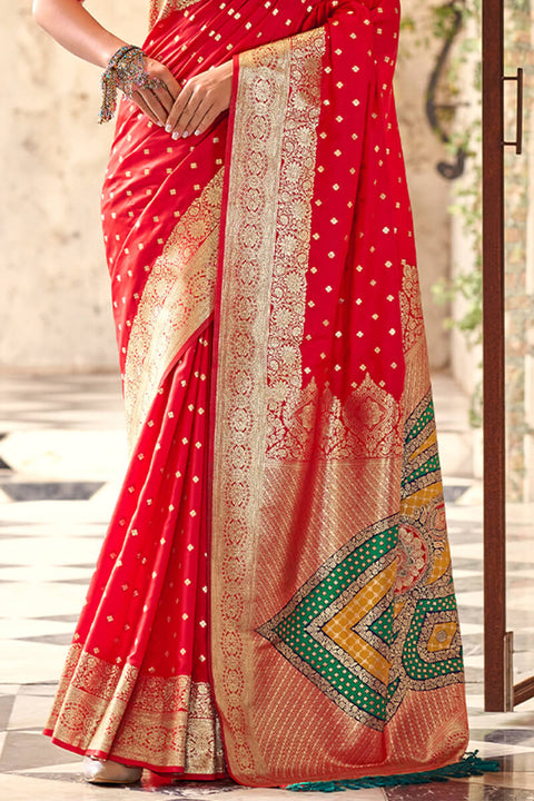 VastraLakshmi Smart Red Soft Banarasi Silk Saree With Arresting Blouse Piece