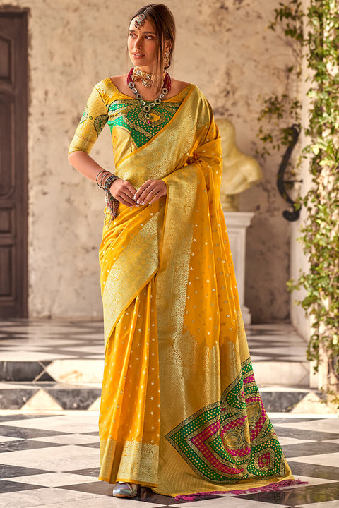 VastraLakshmi Inspiring Yellow Soft Banarasi Silk Saree With Admirable Blouse Piece