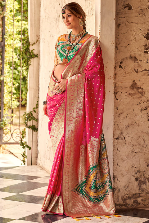 VastraLakshmi Delectable Dark Pink Soft Banarasi Silk Saree With Incredible Blouse Piece