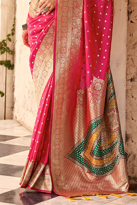 VastraLakshmi Delectable Dark Pink Soft Banarasi Silk Saree With Incredible Blouse Piece