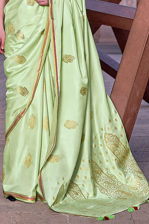 VastraLakshmi Lagniappe Green Soft Banarasi Silk Saree With Lissome Blouse Piece