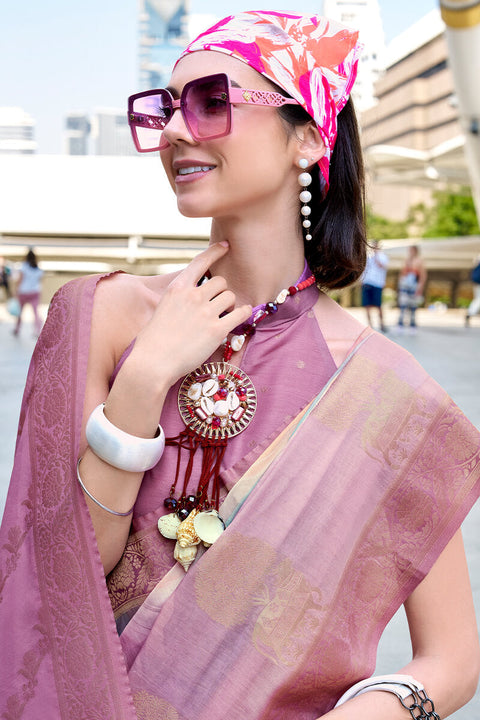 VastraLakshmi Beauteous Lavender Digital Printed Soft Silk Saree With Assemblage Blouse Piece