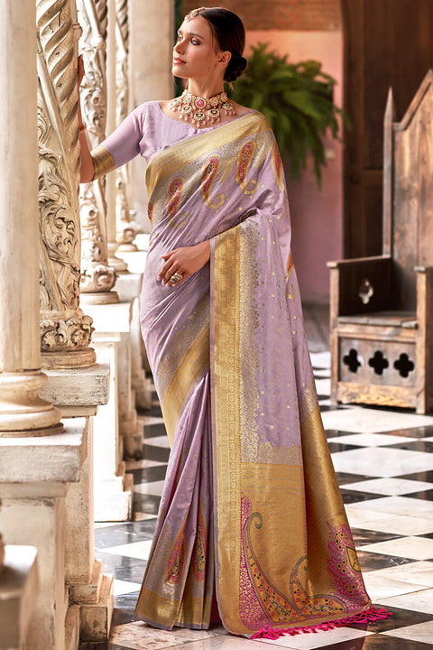 VastraLakshmi Gratifying Lavender Soft Banarasi Silk Saree With Staring Blouse Piece