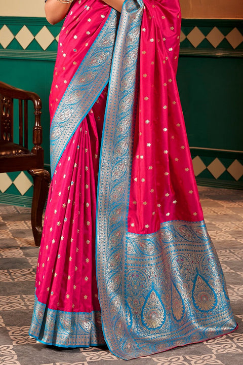 VastraLakshmi Elision Dark Pink Soft Banarasi Silk Saree With Redolent Blouse Piece