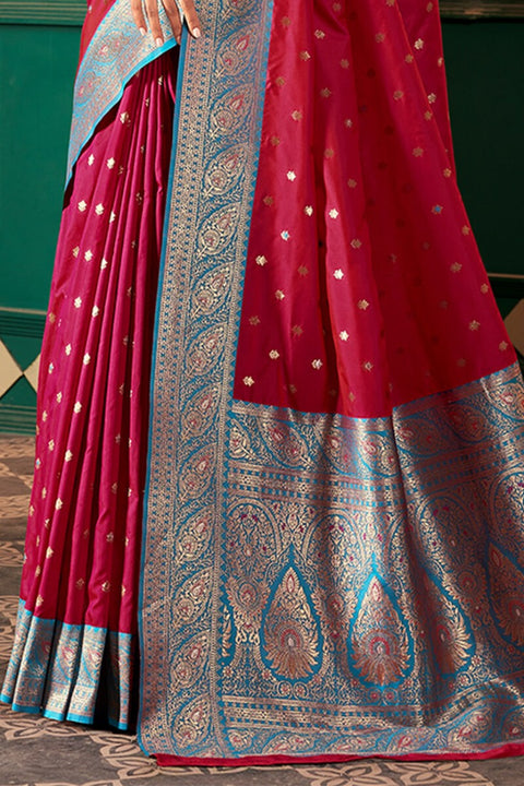 VastraLakshmi Resplendent Maroon Soft Banarasi Silk Saree With Majestic Blouse Piece