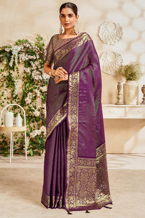 VastraLakshmi Snappy Purple Soft Banarasi Silk Saree With Mellifluous Blouse Piece