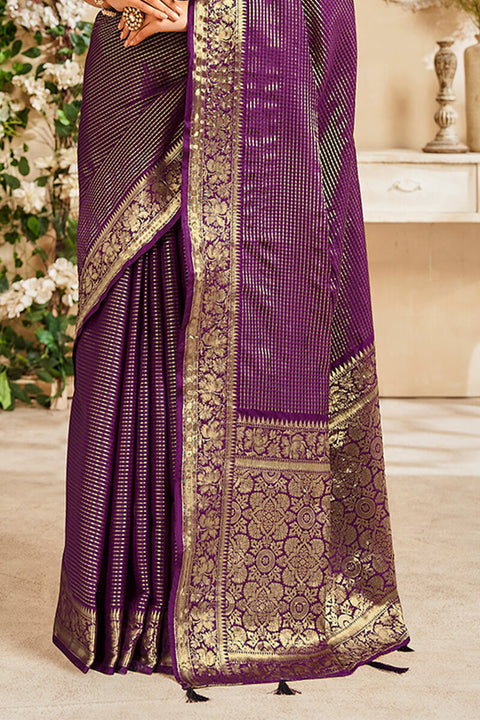 VastraLakshmi Snappy Purple Soft Banarasi Silk Saree With Mellifluous Blouse Piece