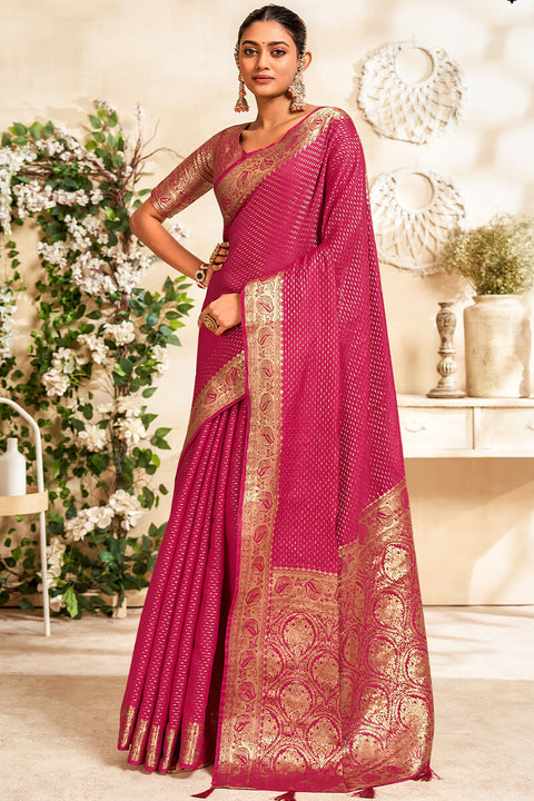 VastraLakshmi Snappy Dark Pink Soft Banarasi Silk Saree With Tremendous Blouse Piece