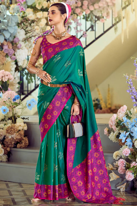 VastraLakshmi Sensational Rama Soft Banarasi Silk Saree With Demanding Blouse Piece