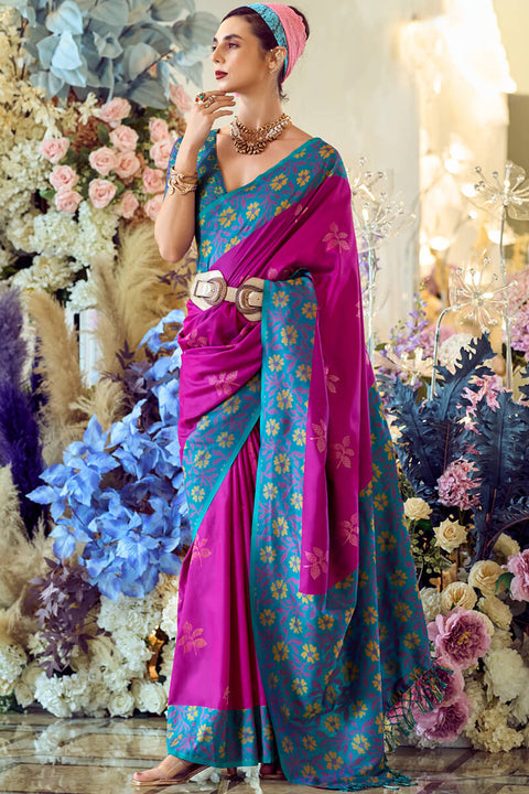 VastraLakshmi Stunner Dark Pink Soft Banarasi Silk Saree With Bewitching Blouse Piece