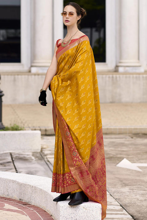 VastraLakshmi Surpassing Mustard Soft Banarasi Silk Saree With Unique Blouse Piece