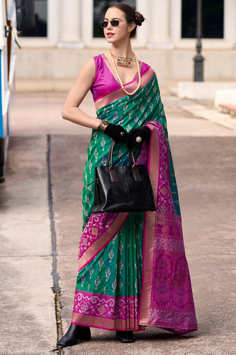 VastraLakshmi Amazing Dark Green Soft Banarasi Silk Saree With Gratifying Blouse Piece