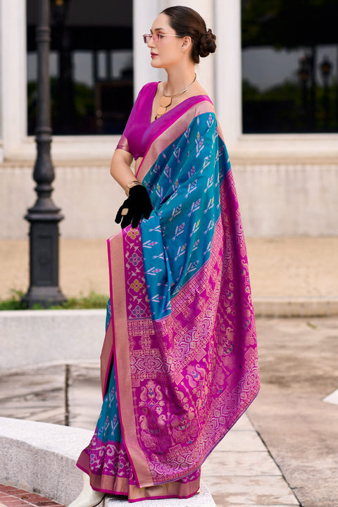 VastraLakshmi Inspiring Blue Soft Banarasi Silk Saree With Bewitching Blouse Piece