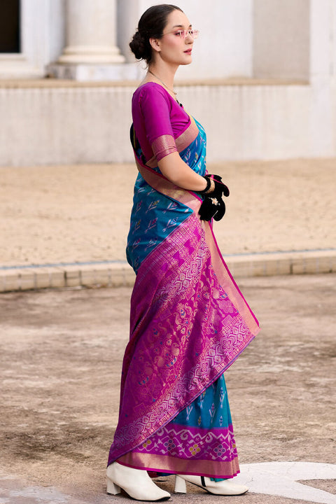 VastraLakshmi Inspiring Blue Soft Banarasi Silk Saree With Bewitching Blouse Piece