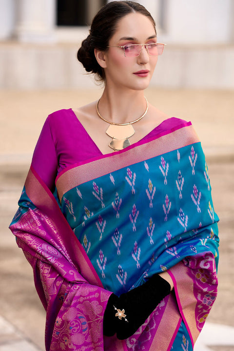 VastraLakshmi Inspiring Blue Soft Banarasi Silk Saree With Bewitching Blouse Piece