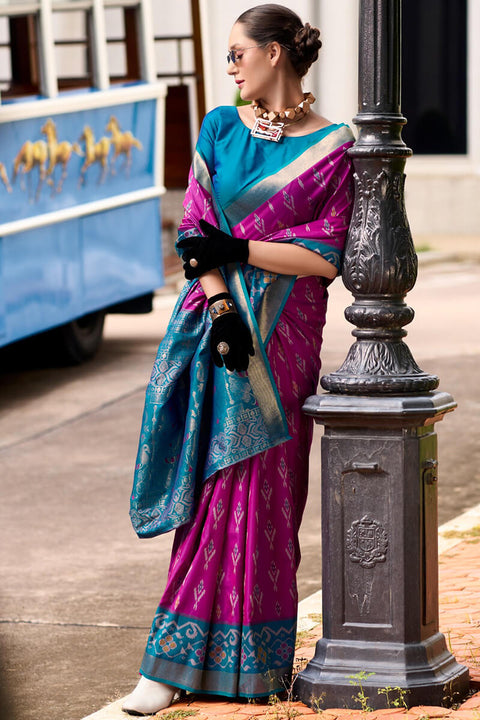 VastraLakshmi Enigmatic Dark Pink Soft Banarasi Silk Saree With Radiant Blouse Piece