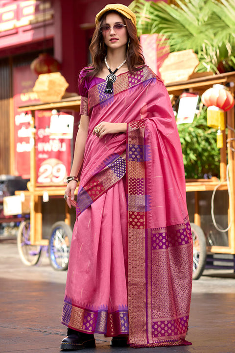 VastraLakshmi Blissful Pink Soft Banarasi Silk Saree With Dalliance Blouse Piece