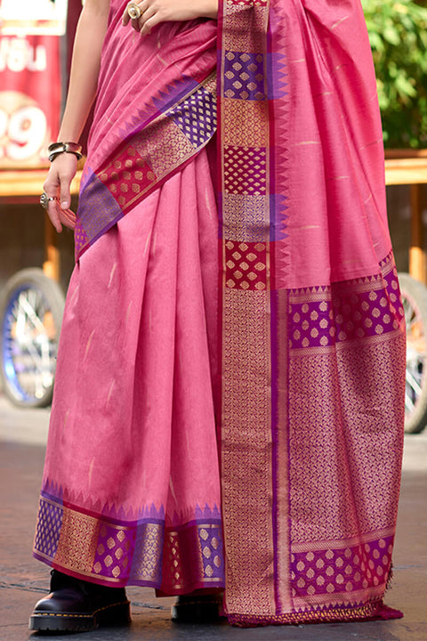 VastraLakshmi Blissful Pink Soft Banarasi Silk Saree With Dalliance Blouse Piece