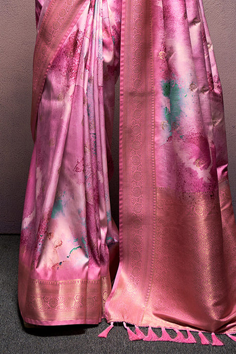 VastraLakshmi Glittering Dark Pink Digital Printed Soft Silk Saree With Fugacious Blouse Piece