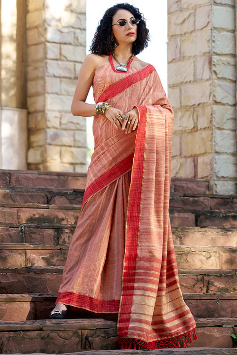 VastraLakshmi Denouement Pink Cotton Silk Saree With Improbable Blouse Piece