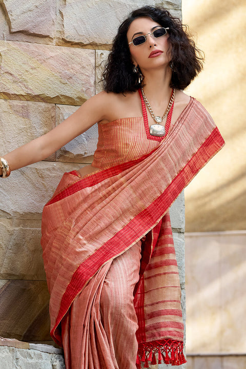 VastraLakshmi Denouement Pink Cotton Silk Saree With Improbable Blouse Piece