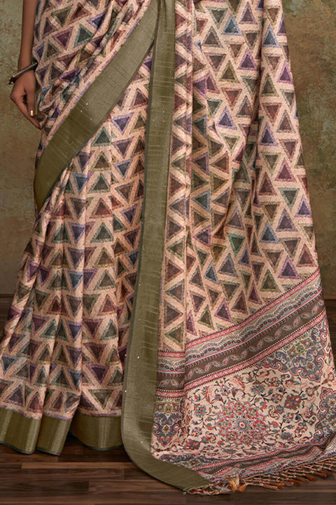 VastraLakshmi Splendorous Baby Pink Digital Printed Soft Silk Saree With Improbable Blouse Piece