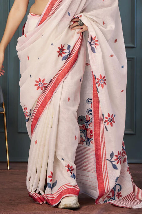 VastraLakshmi Vestigial Beige Cotton Silk Saree With Splendiferous Blouse Piece