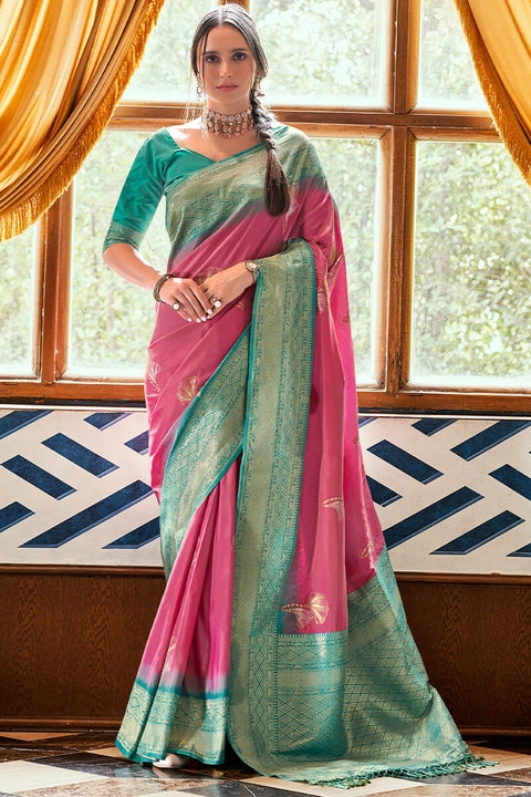 VastraLakshmi Embrocation Pink Soft Banarasi Silk Saree With Murmurous Blouse Piece