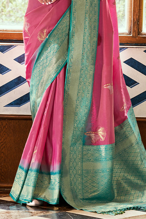 VastraLakshmi Embrocation Pink Soft Banarasi Silk Saree With Murmurous Blouse Piece