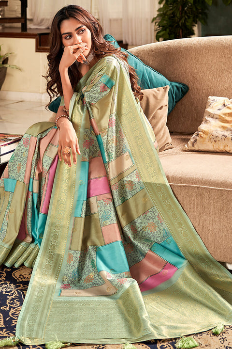 VastraLakshmi Cynosure Multicolor Digital Printed Soft Silk Saree With Fugacious Blouse Piece