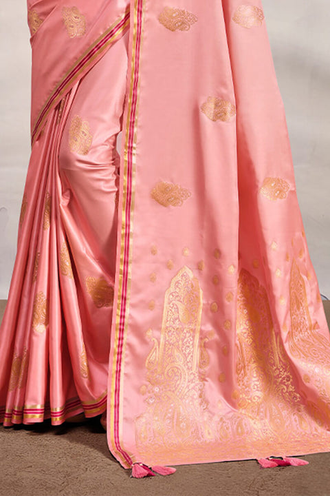 VastraLakshmi Demure Pink Soft Banarasi Silk Saree With Confounding Blouse Piece