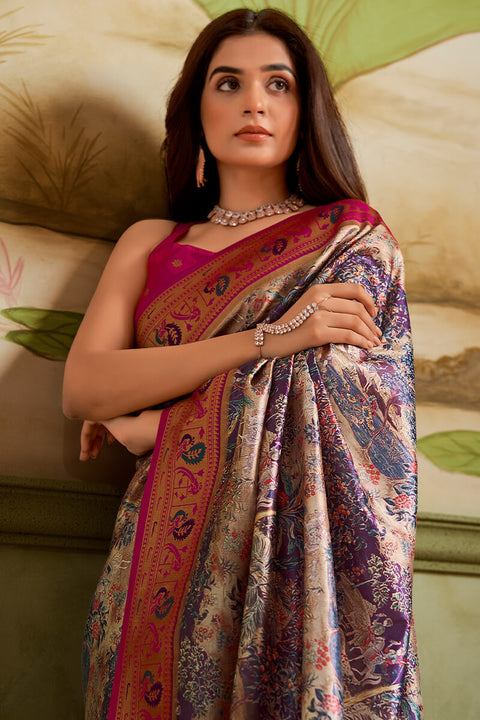 VastraLakshmi Staggering Purple Paithani Silk Saree With Felicitous Blouse Piece