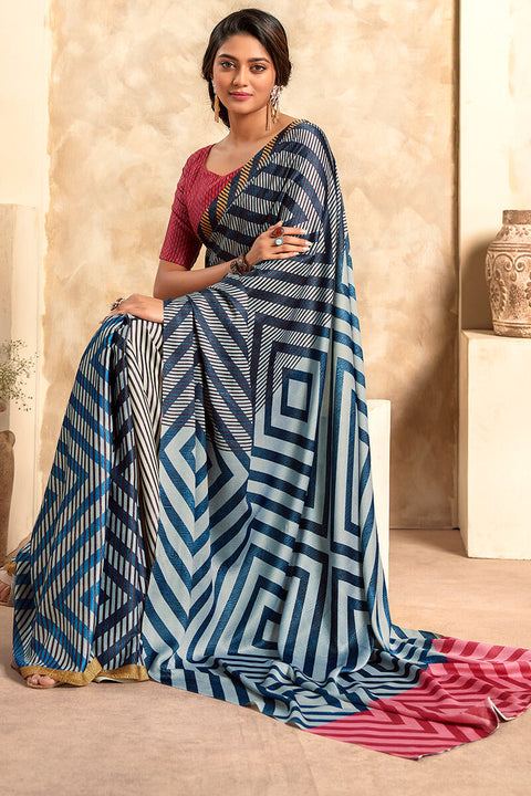 VastraLakshmi Excellent Grey Digital Printed Soft Silk Saree With Excellent Blouse Piece