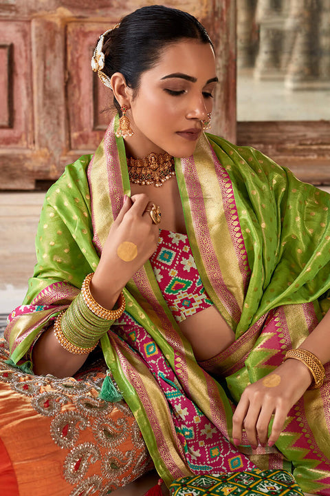 VastraLakshmi Arresting Green Soft Banarasi Silk Saree With Ravishing Blouse Piece