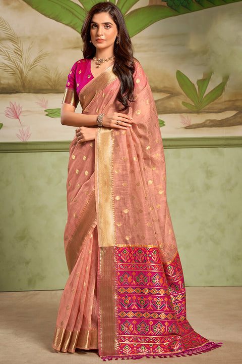 VastraLakshmi Demure Pink Soft Banarasi Silk Saree With Mellifluous Blouse Piece