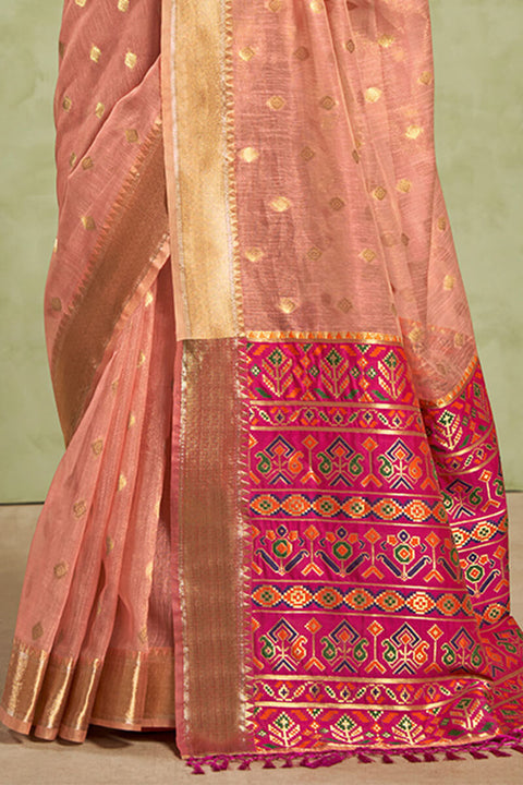 VastraLakshmi Demure Pink Soft Banarasi Silk Saree With Mellifluous Blouse Piece