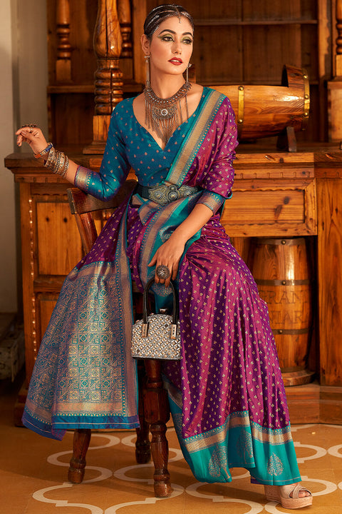 VastraLakshmi Sizzling Purple Soft Banarasi Silk Saree With Outstanding Blouse Piece