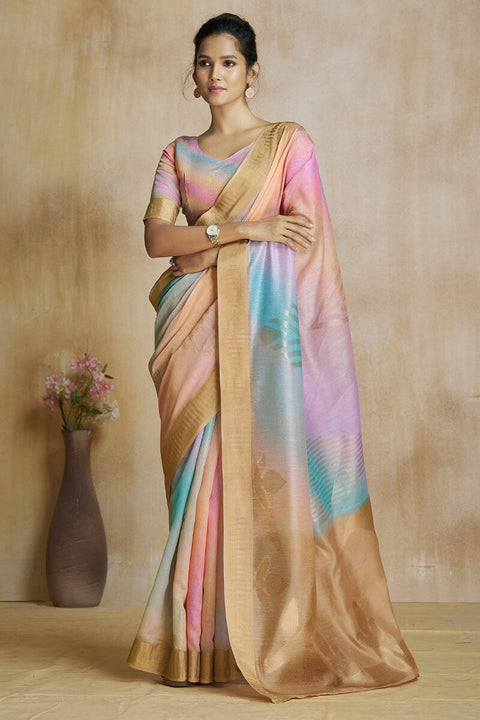 VastraLakshmi Sempiternal Multicolor Soft Banarasi Silk Saree With Amiable Blouse Piece