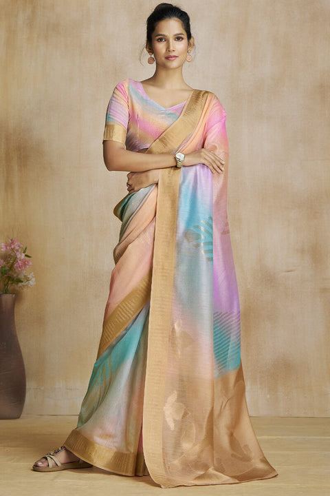 VastraLakshmi Sempiternal Multicolor Soft Banarasi Silk Saree With Amiable Blouse Piece