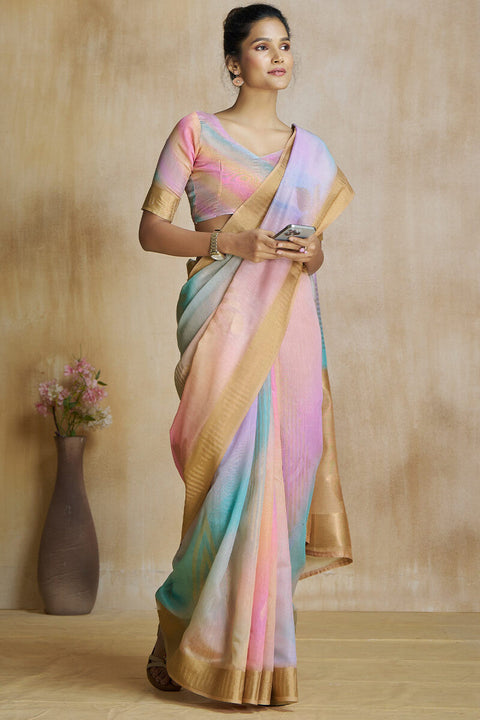 VastraLakshmi Sempiternal Multicolor Soft Banarasi Silk Saree With Amiable Blouse Piece