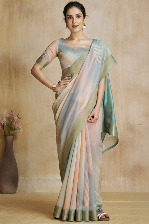 VastraLakshmi Enchanting Grey Soft Banarasi Silk Saree With Jubilant Blouse Piece